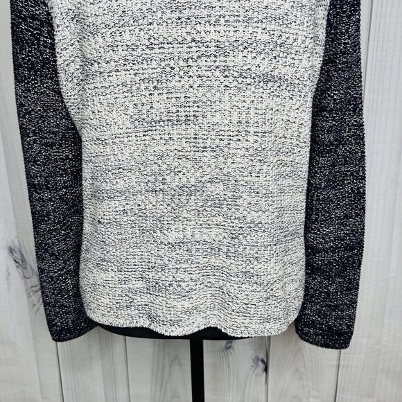 Talbots Sweater Womens Sz M Sparkly Full Zip Colorblock Pockets Gray Navy - Picture 12 of 12